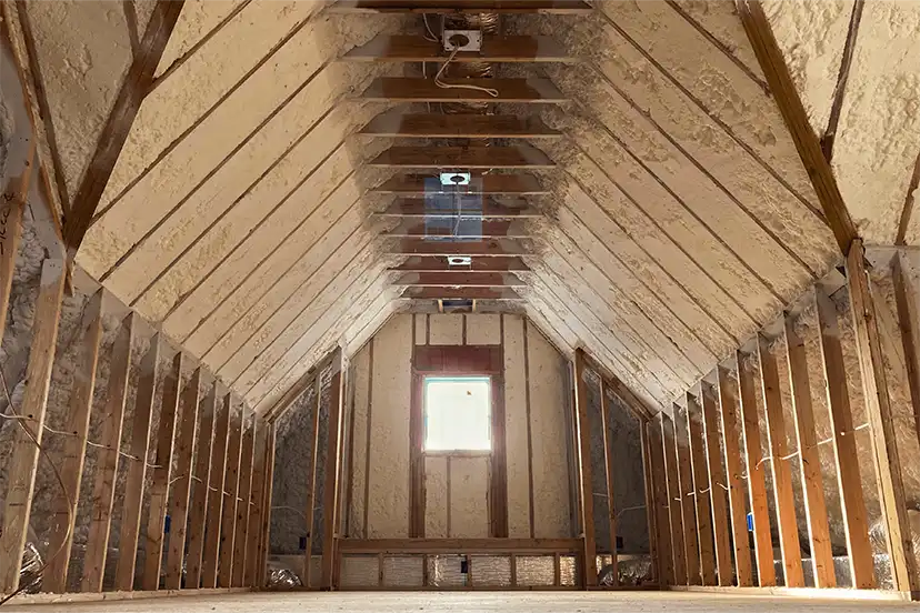 Residential attic in Connecticut sealed with closed-cell spray foam
